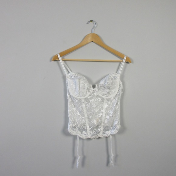 Victorias Secret Vintage Gold Label Bustier Corset 36C White Lingerie Bridal 134 - Picture 1 of 14